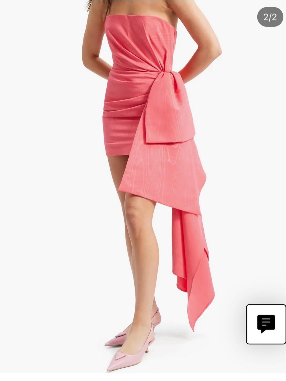 Bardot Pink Strapless Mini Dress with Draped Bow Detail